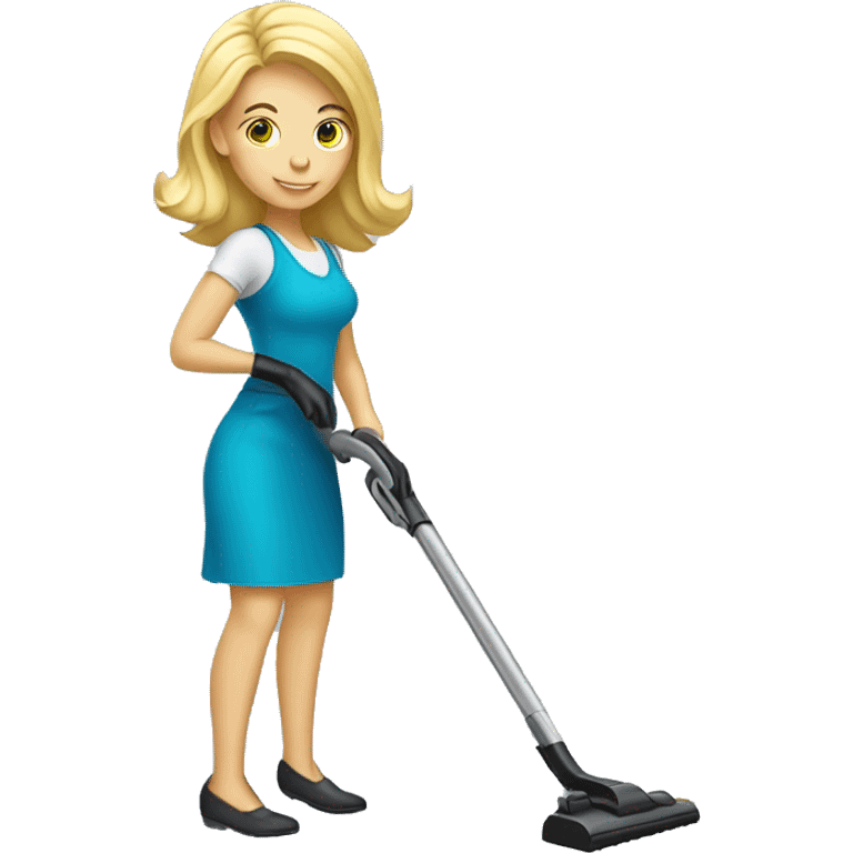 Blonde Caucasian woman vacuuming emoji