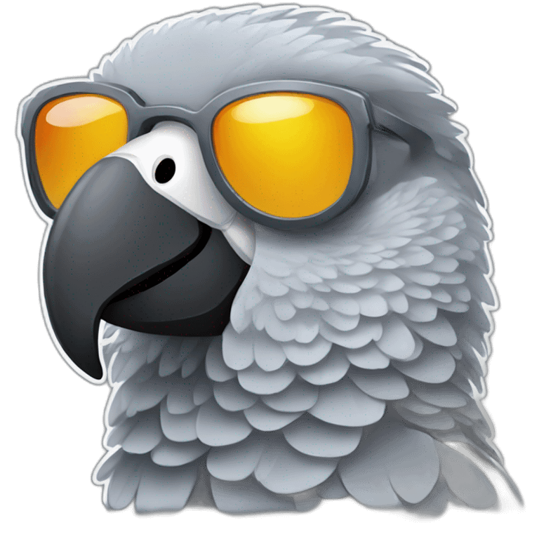 African grey parrot wearing sunglasses emoji