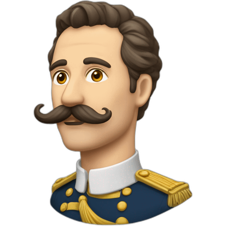 Homme ave la moustache du dictateur du début du 20ieme siècle et une raie sur le côté emoji