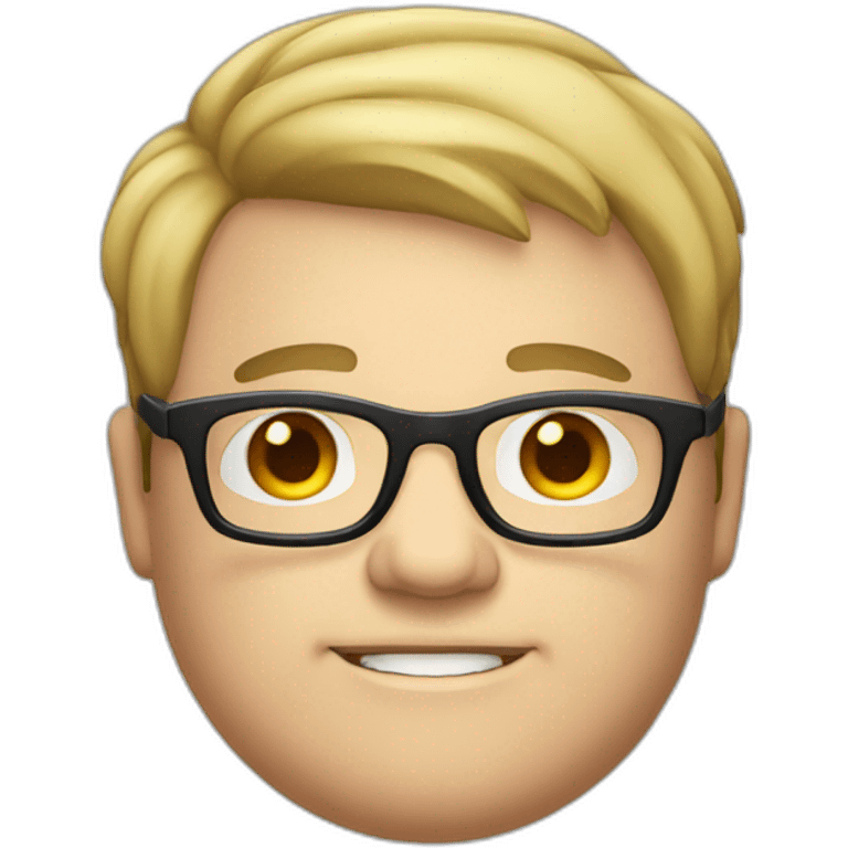 A White chubby guy with glasses and square chin emoji