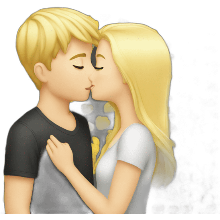 Blond boy kissing a blonde girl emoji