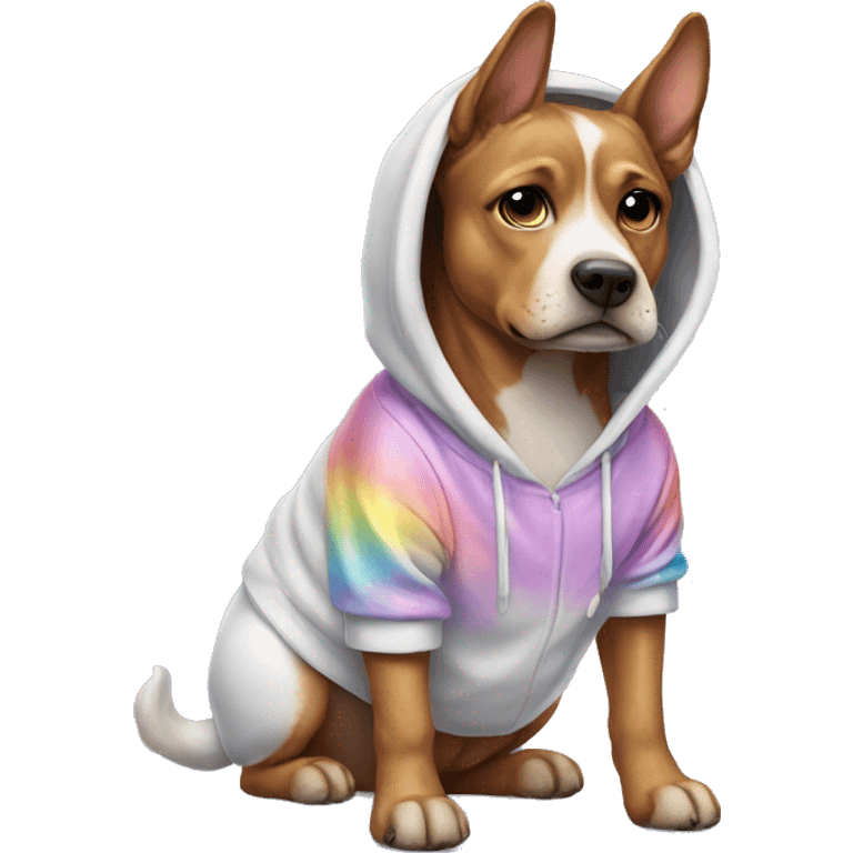 dog wearing a unicorn hoodie emoji