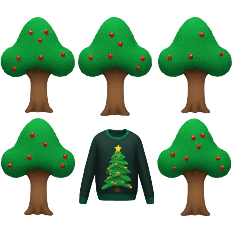 Tree with a Christmas sweater emoji