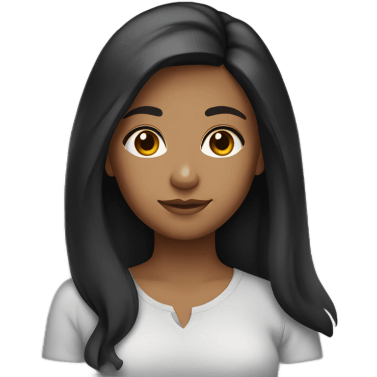 girl with below the shoulders dark hair and tan skin emoji