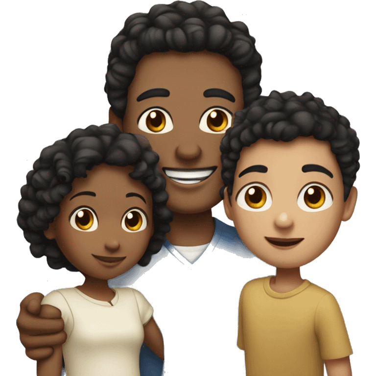 Family of three white skin wife and husband and little boy with black hair and curly hair emoji