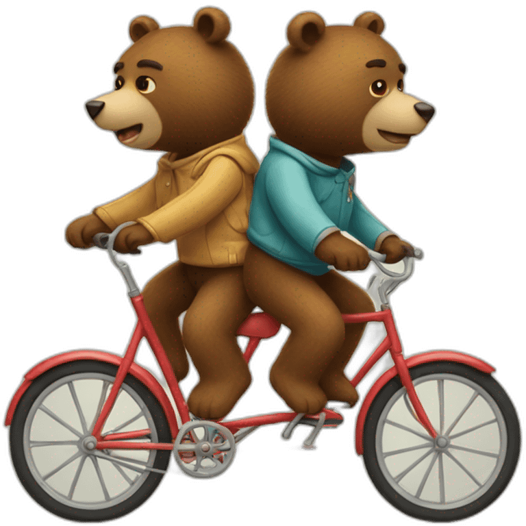 Two bears riding a tandem bike emoji