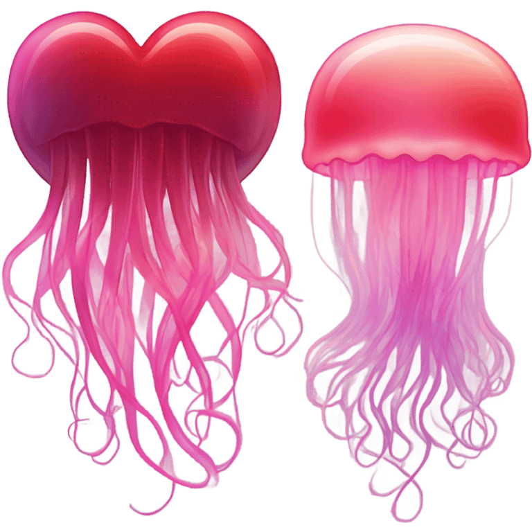 Valentine’s Day heart and jelly fish red and pink  emoji