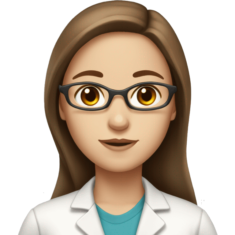 Laboratory girlie, white complexion, long brown hair, brown eyes emoji