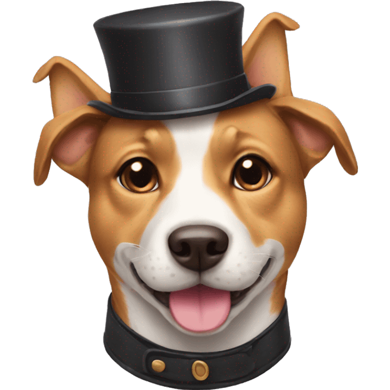 Cat dog with tip hat  emoji