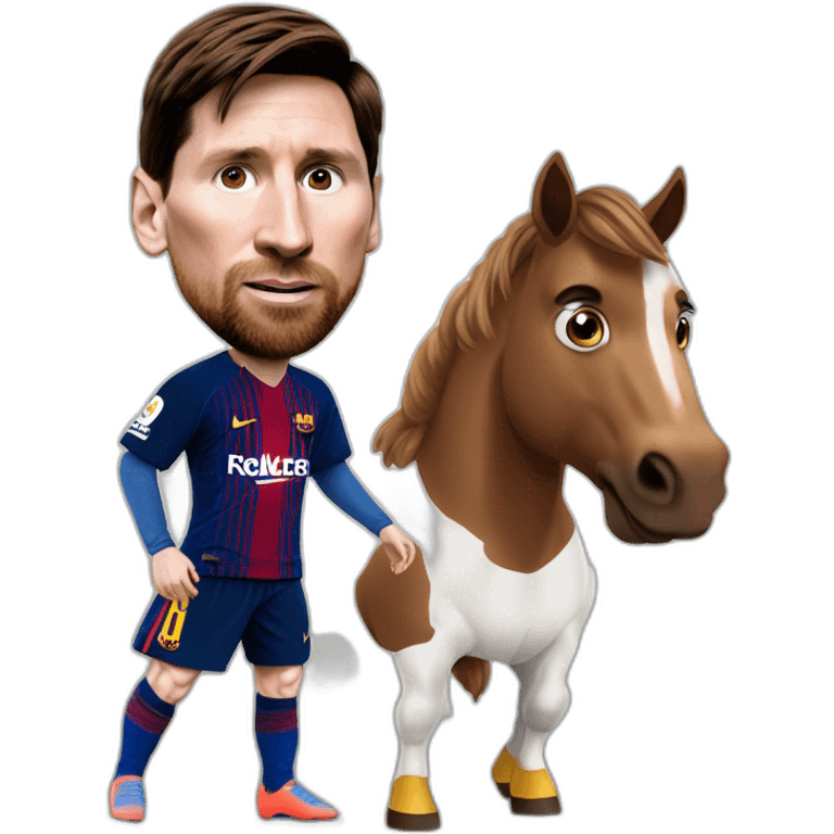 lionel messi arriba de un caballo y que la cara del caballo se la cara de mbappe emoji