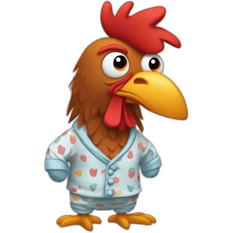 a rooster dressed in pajamas emoji