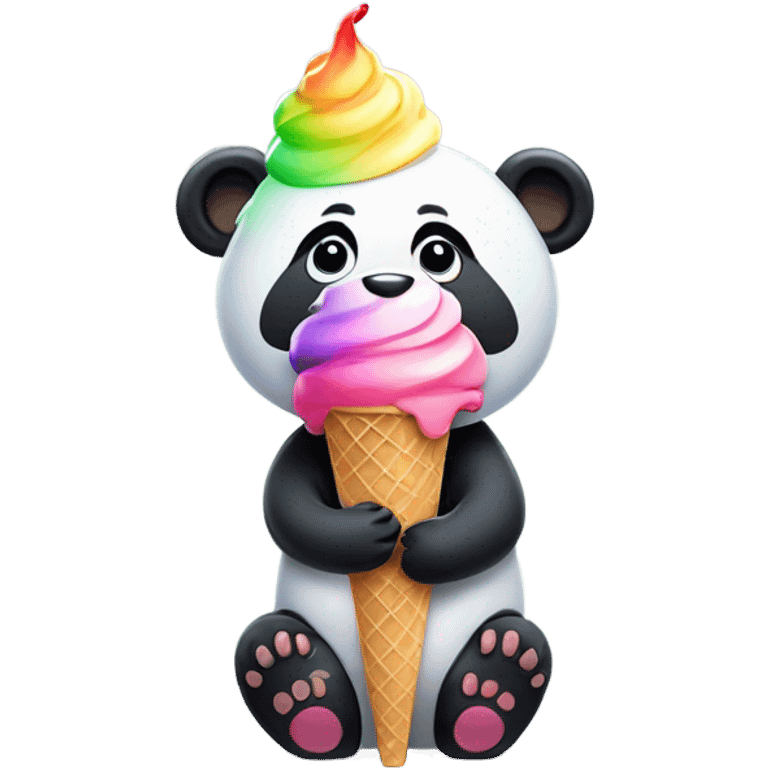 Panda eating ice cream emoji