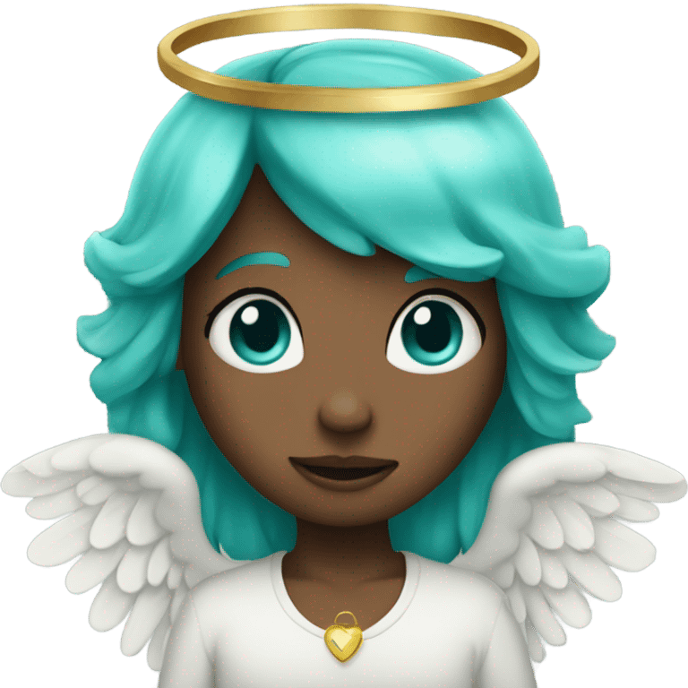 An angel with a turquoise heart emoji