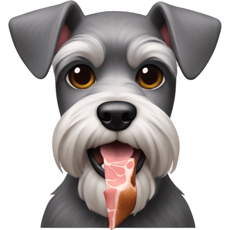 Miniature Schnauzer eating ham emoji