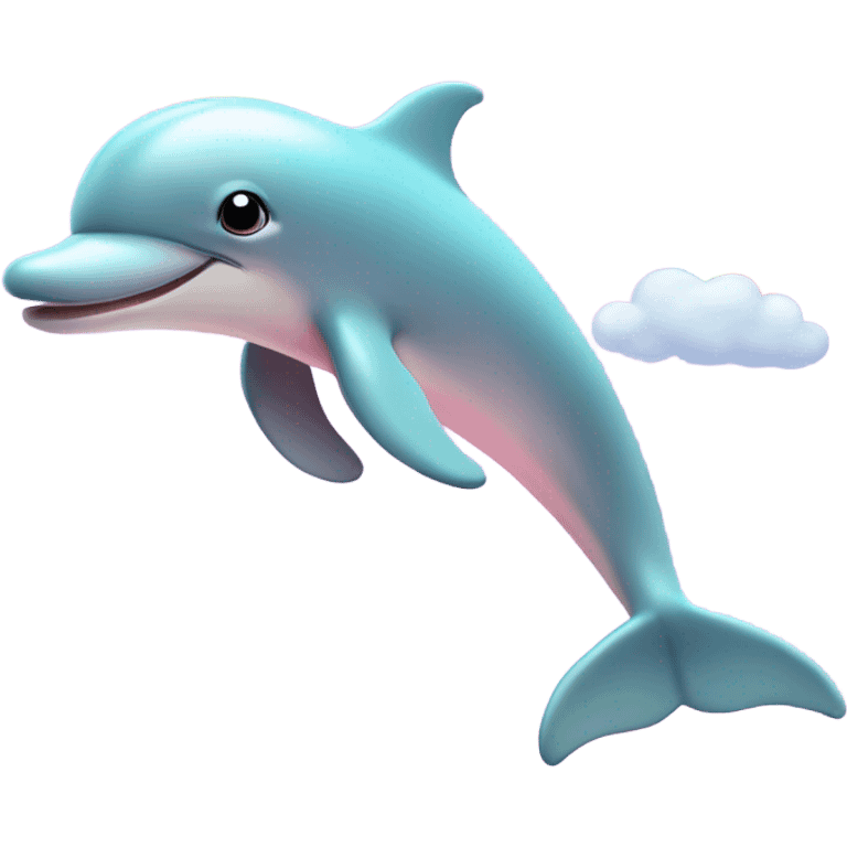 Pastel-pink-colors-dolphin flying over rainbow emoji