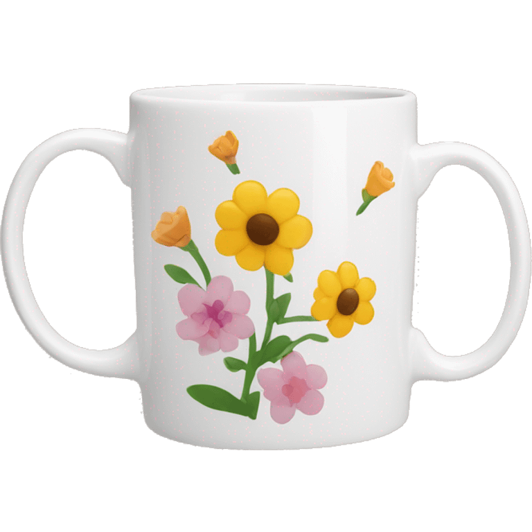 Coffee mug with flowers emoji