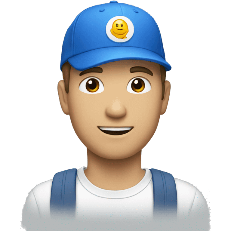 White guy walking with blue cap  emoji