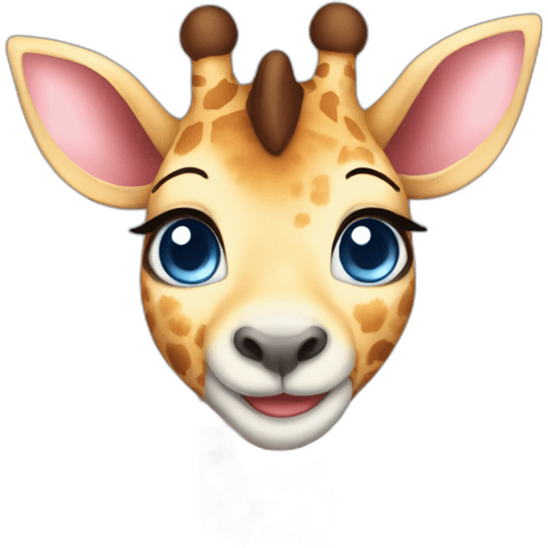 Cute giraffe blue eyes kitty ears emoji