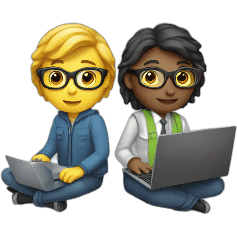 two IT nerds working on a laptop emoji