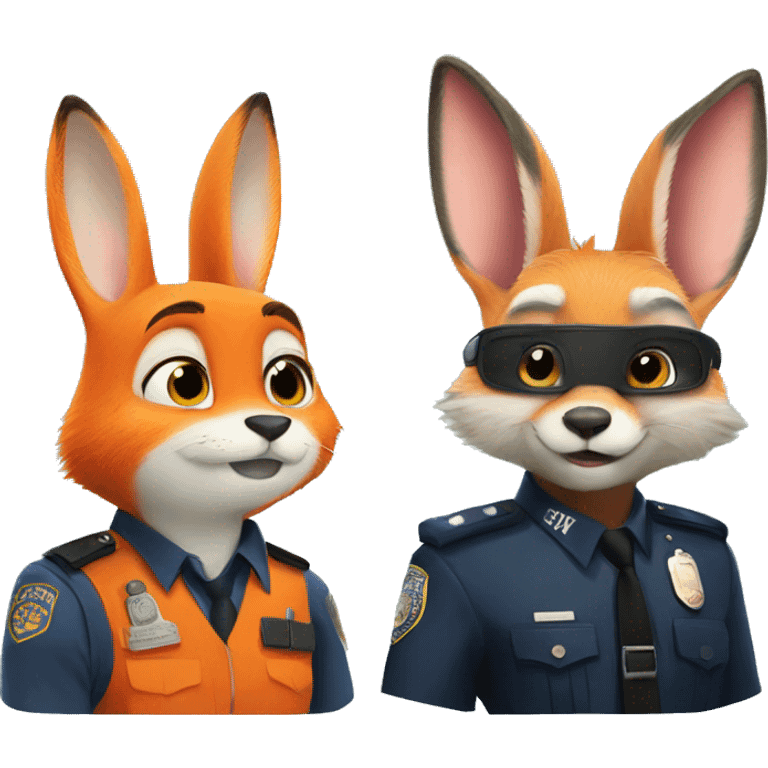 Zootopia cop rabbit and orange fox emoji