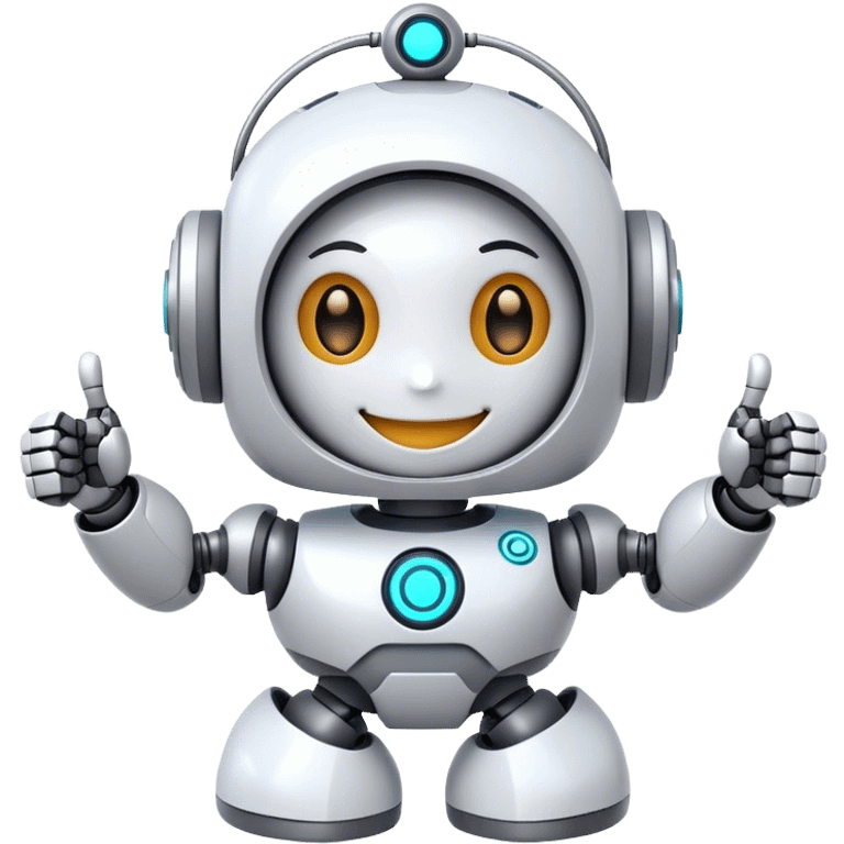 cute girly robot with a big smile, portal design , giving a big thumbs-up emoji