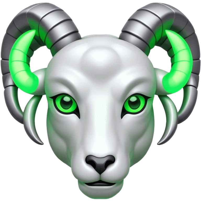 Futuristic Ram(Goat) head green glowing eyes emoji