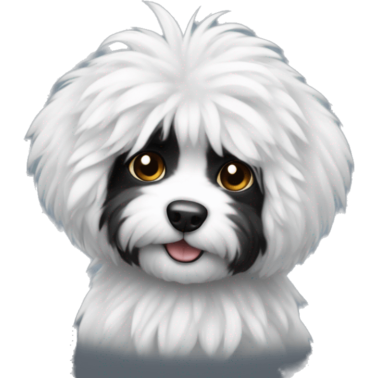 Black and white small fluffy dog emoji