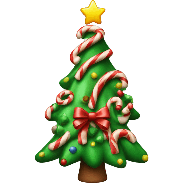 Christmas tree with candy cane emoji