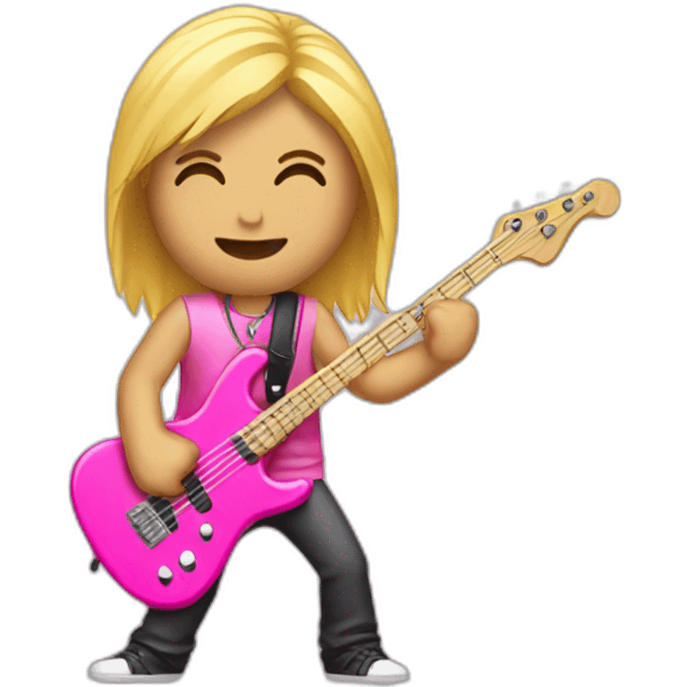 long-blond-bassguitar-player-pink-clothes-pink emoji