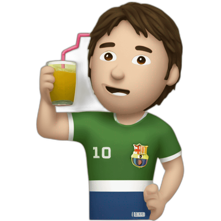 messi drinking yerba mate from a yerba mate gourd with a straw emoji