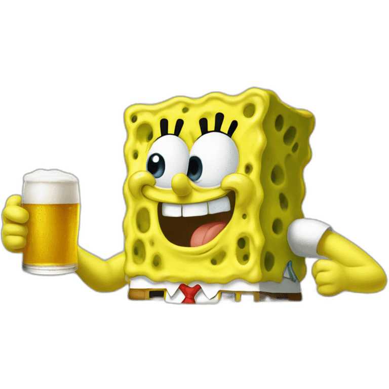 Spongebob drinking whit us hand beer emoji