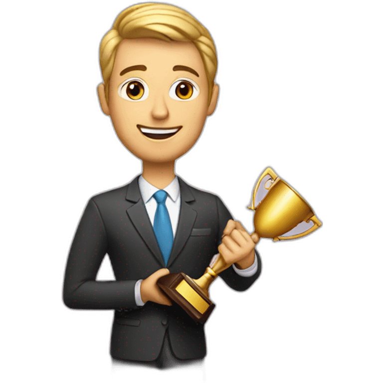 television game show host holding a trophy emoji