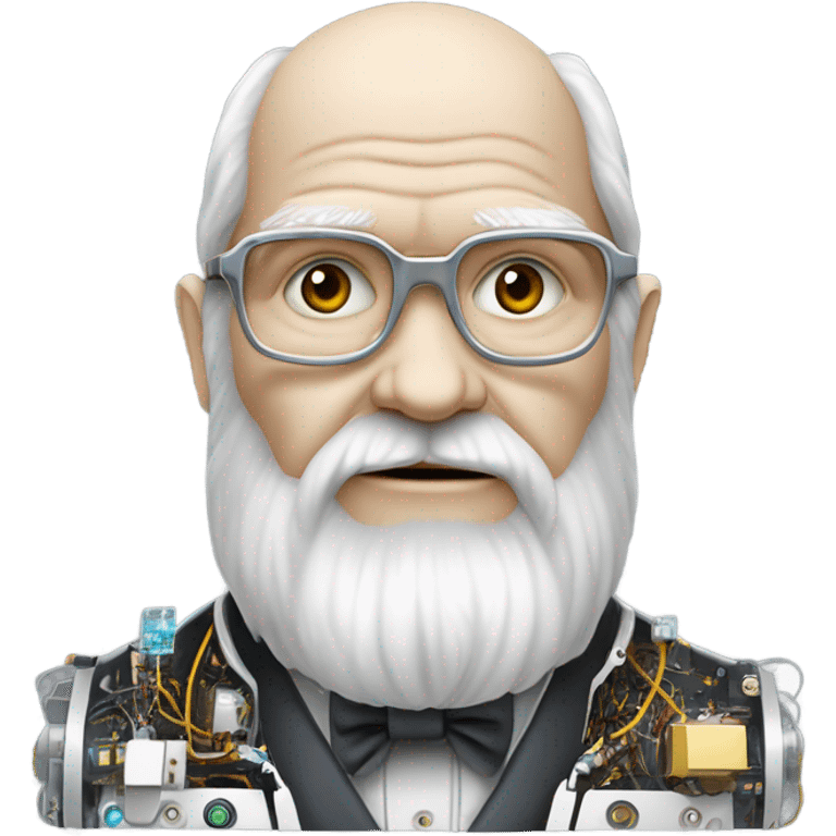 Charles darwin as a modern robot emoji