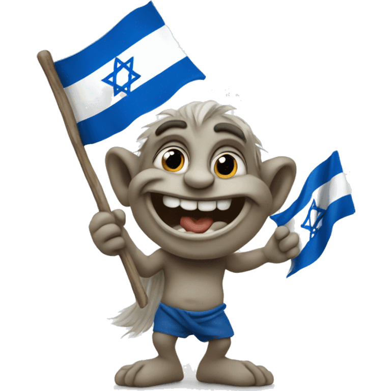 Happy Troll waving israeli flag emoji