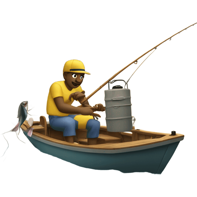 Catching fish off a boat emoji