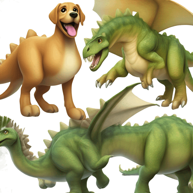 dog riding a dinosaur  emoji