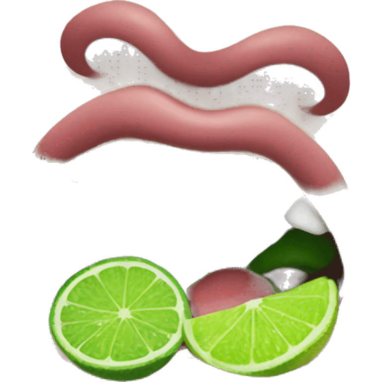 mouth with dark green lips biting into a lime with teeth showing emoji