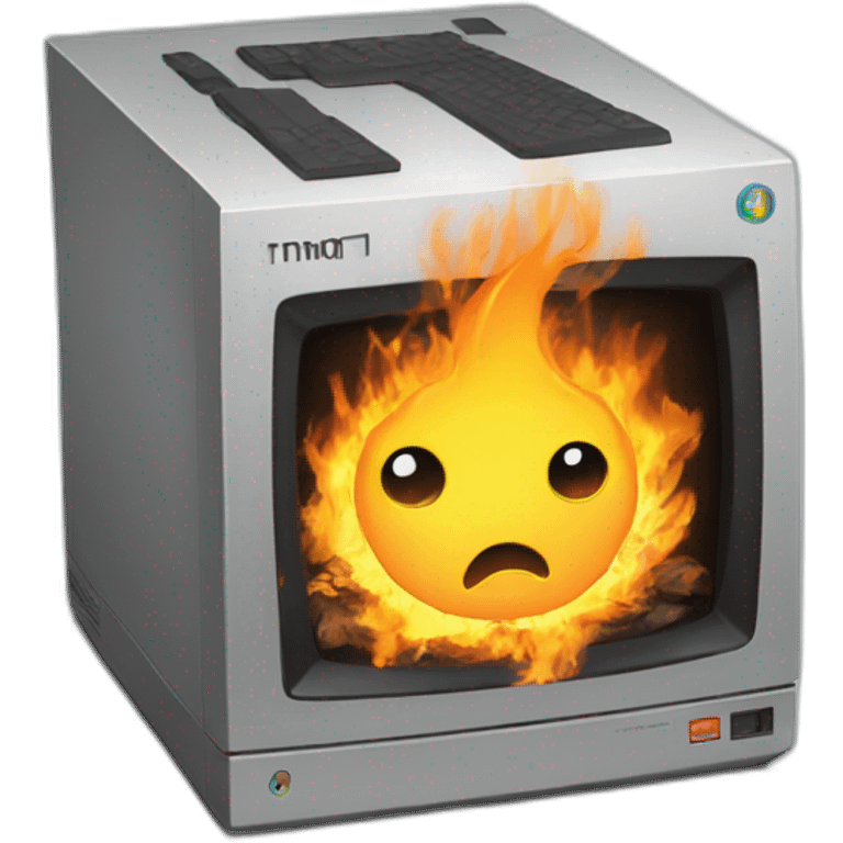 Burning computer emoji