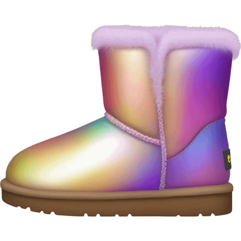 Pair of iridescent fur Ugg boots.  emoji