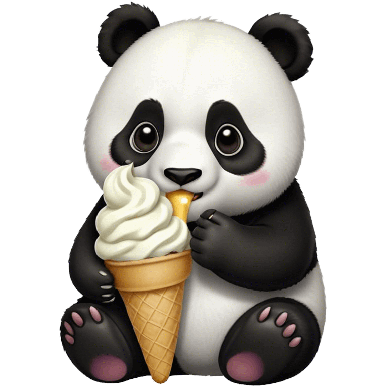 Panda eating ice cream emoji