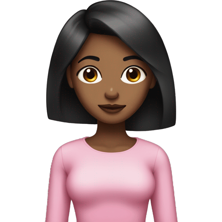 Brown skin girl with straight black hair with pink lips emoji