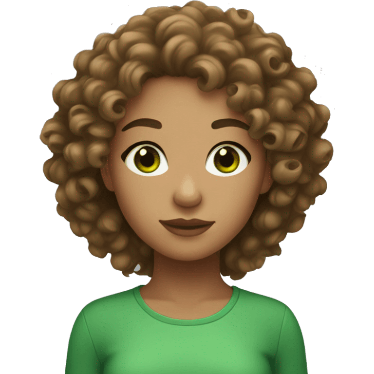 light skin girl with brown curly hair and green eyes emoji