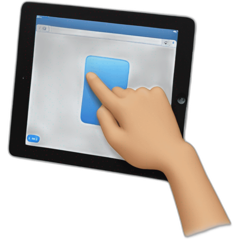 person pointing to an ipad emoji