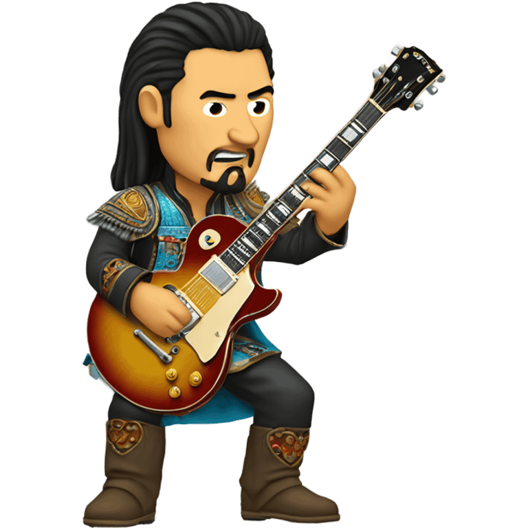 Genghis khan playing a Gibson Les Paul  emoji