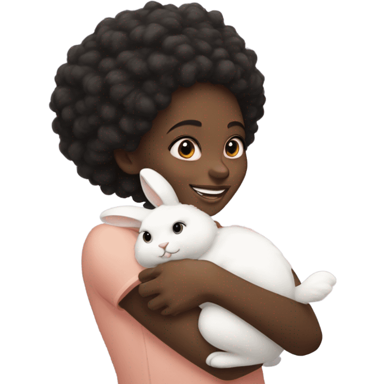 Black girl with a bunny emoji