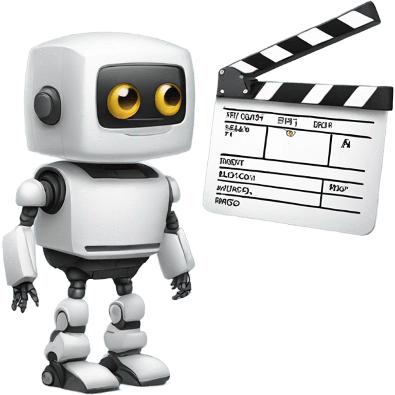 cute robot and a clapboard emoji