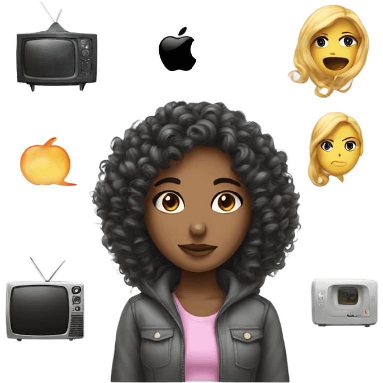 iPhone girl emoji curly hair with a tv girl hood and long eyelashes emoji