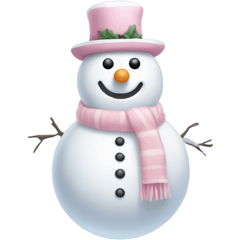 Cute white and light pink snowman emoji