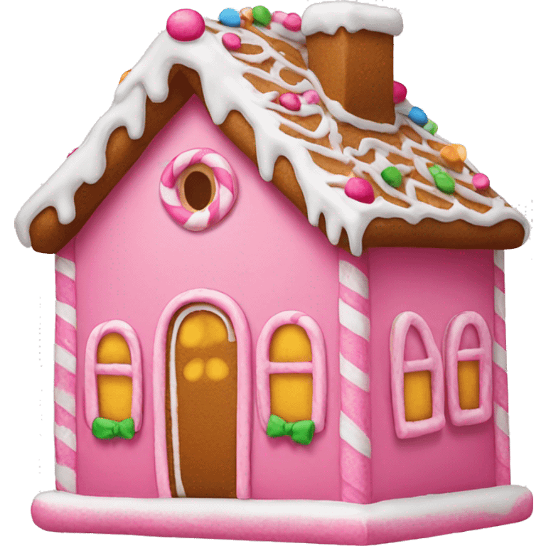 A pink gingerbread house emoji