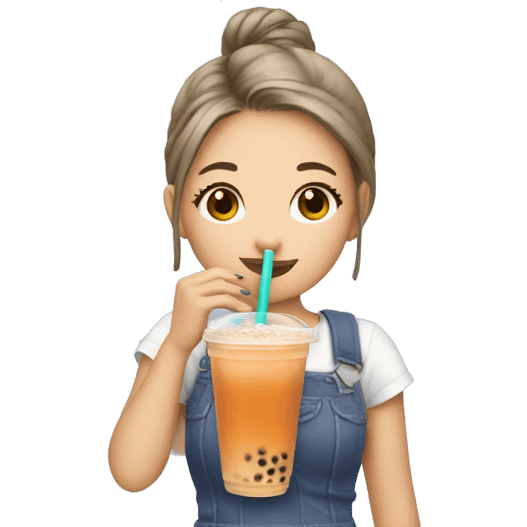 Girl drinking bubble tea emoji